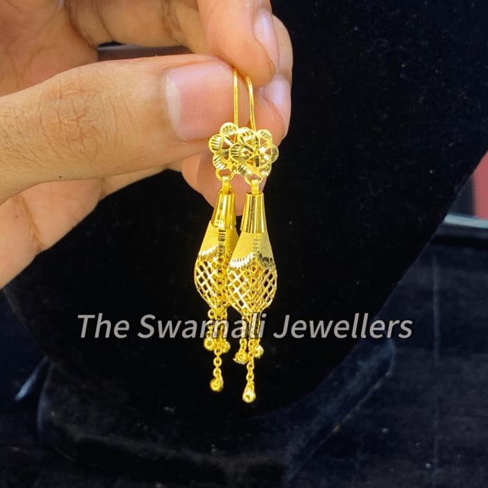 Sj01D এক্সক্লুসিভ গোল্ড পলিশ পাখা দুল - Image 1
